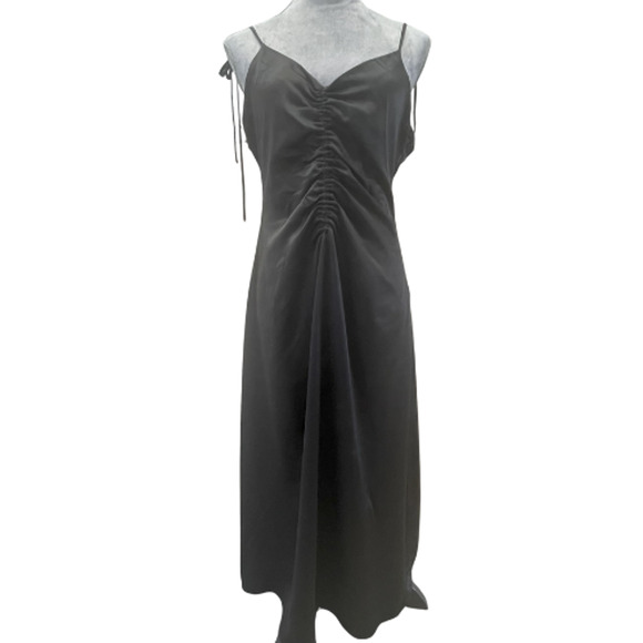 Jason Wu Black Satin Slip Dress L Midi Gown Cocktail Wedding Party Prom Glam NWT - Picture 2 of 9